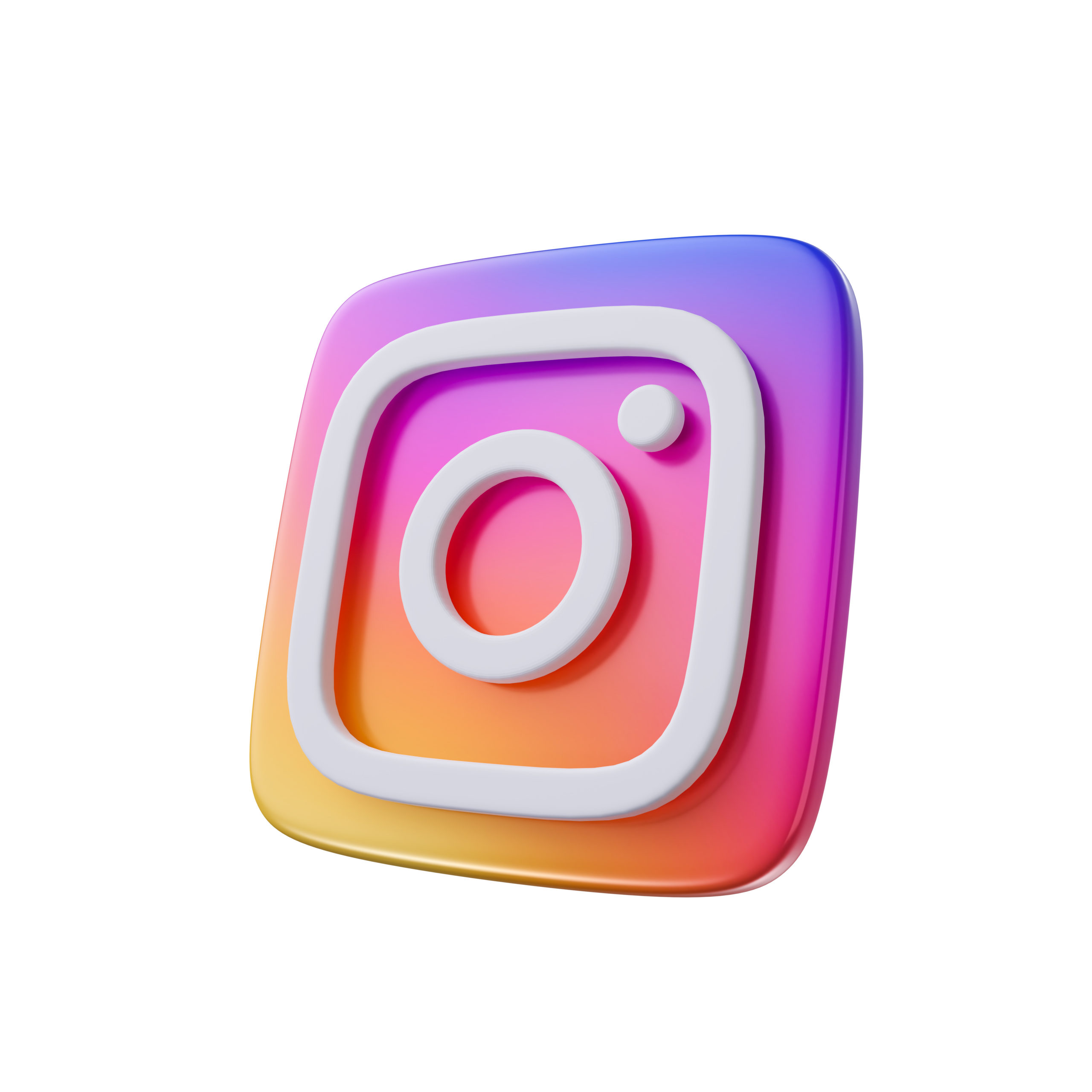 instagram app icon 3d rendering illustration on white background instagram app icon 3d rendering illustration on white background